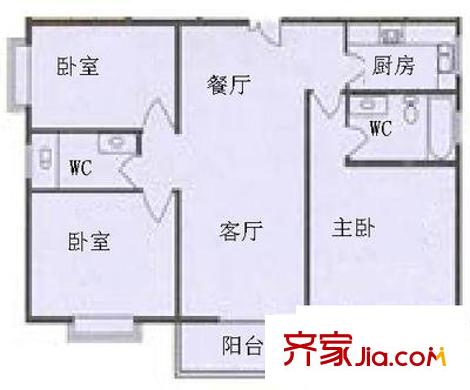 华江花园户型图3室2厅户型图 3室2厅2卫1厨