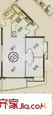 江南苑户型图C栋03单元 2室2厅1卫1厨