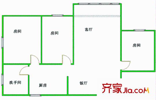 江南苑户型图3室2厅户型图 3室2厅1卫1厨