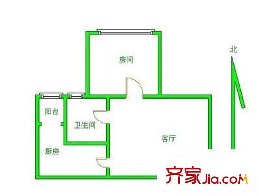 金鼎大厦户型图1室1厅户型图 1室1厅1卫1厨