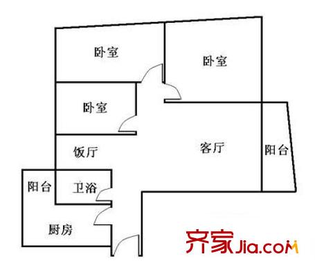隆基怡苑户型图3室2厅户型图 3室2厅1卫1厨