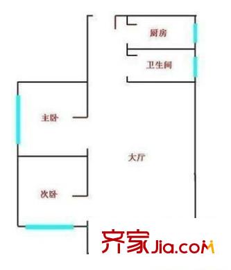 隆基怡苑户型图2室1厅 户型图 2室1厅1卫1厨