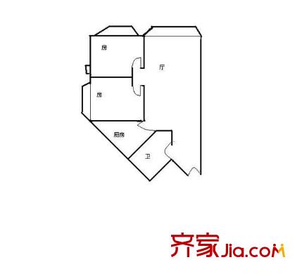 华景新城怡华台户型图2室1厅户型图 2室1厅1卫1厨