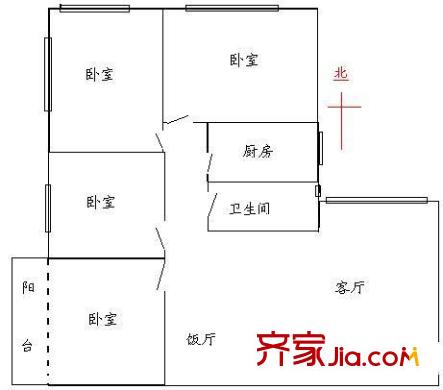 华建小区户型图4室2厅户型图 4室2厅1卫1厨