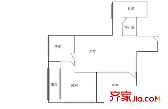 海城花苑户型图3室1厅户型图 3室1厅1卫1厨