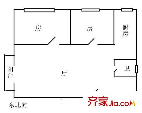 枫丹雅筑户型图2室1厅户型图 2室1厅1卫1厨