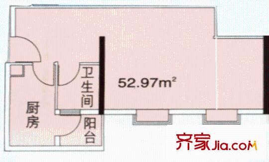 枫丹雅筑户型图1房1厅户型图 1室1厅1卫1厨