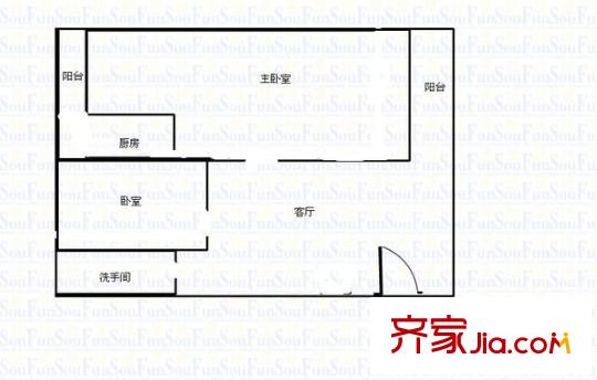 金穗大厦户型图2室1厅户型图 2室1厅1卫1厨
