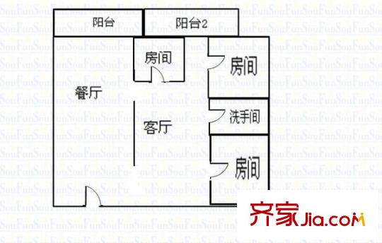 金穗大厦户型图3室2厅户型图 3室2厅1卫1厨