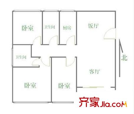 体育西苑户型图3室2厅户型图 3室2厅2卫1厨