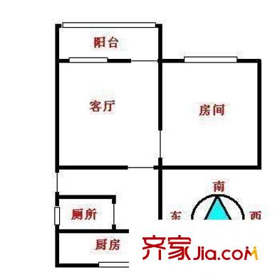 华颖花园户型图1室1厅户型图 1室1厅1卫1厨