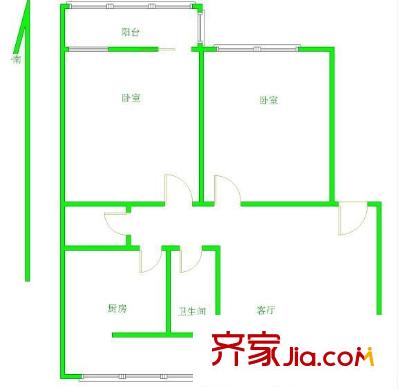 华颖花园户型图2室1厅户型图 2室1厅1卫1厨