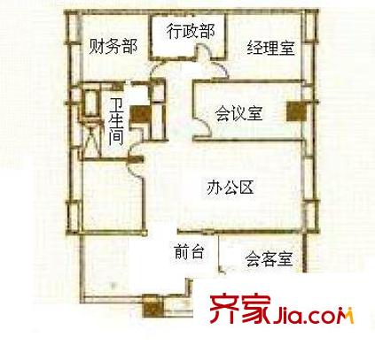 富力盈力大厦户型图5室2厅户型图 5室2厅1卫