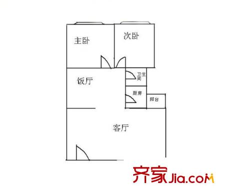 西雅苑户型图2室2厅户型图 2室2厅1卫1厨