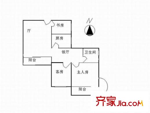 西雅苑户型图3室2厅户型图 3室2厅1卫1厨