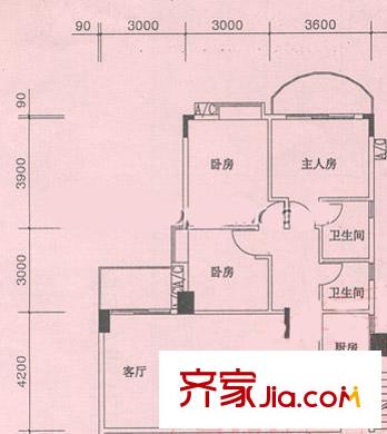 君怡大厦户型图3室2厅户型图 3室2厅2卫1厨