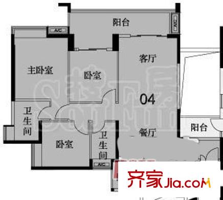 君怡大厦3房户型图