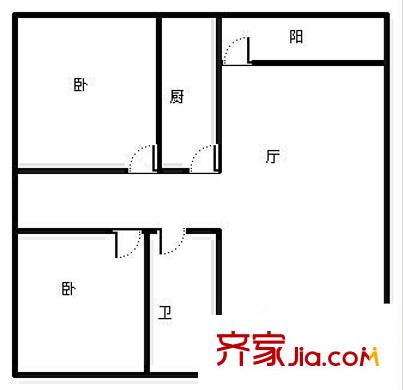 天平花苑户型图2室1厅户型图 2室1厅1卫1厨