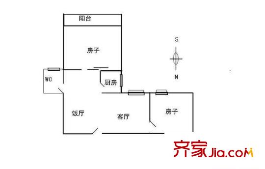 御晖苑户型图2室2厅户型图 2室2厅1卫1厨