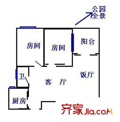 仙湖名苑户型图2室2厅户型图 2室2厅1卫1厨