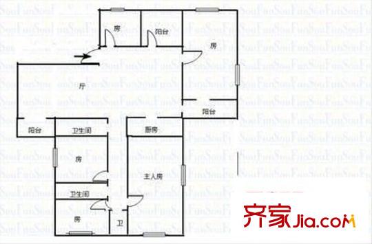 仙湖名苑户型图5室1厅户型图 5室1厅2卫1厨