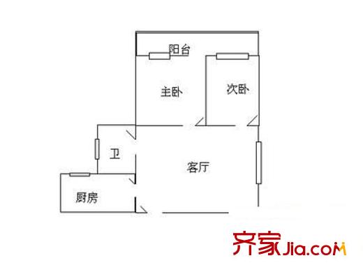 润华大厦西塔 2室 户型图