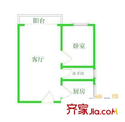 汇峰国际公寓户型图1室1厅户型图 1室1厅1卫1厨