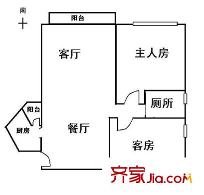 汇峰国际公寓户型图2室2厅户型图 2室2厅1卫1厨