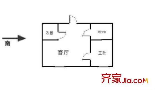 富力盈丰大厦户型图2室1厅户型图 2室1厅1卫1厨