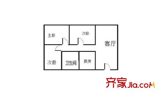 富力盈丰大厦户型图3室1厅户型图 3室1厅1卫1厨