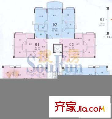 粤韵庭园 A1栋3-11平面图