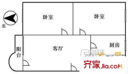 天诚广场户型图1室1厅户型图 1室1厅1卫1厨