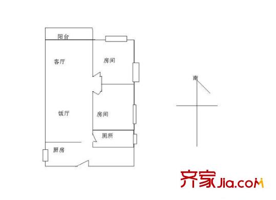 天惠嘉园户型图2室2厅户型图 2室2厅1卫1厨