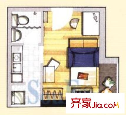 天惠嘉园户型图11单元 1室1卫1厨