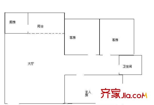 汇友苑户型图3室1厅户型图 3室1厅1卫1厨