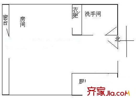 名门大厦户型图1室0厅户型图 1室1卫1厨