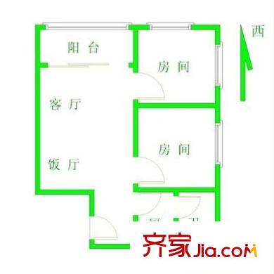 东河苑小区 2室 户型图