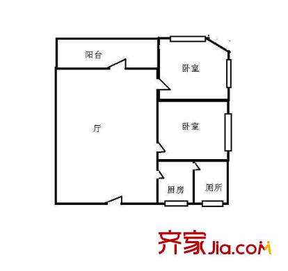 东河苑小区 2室 户型图