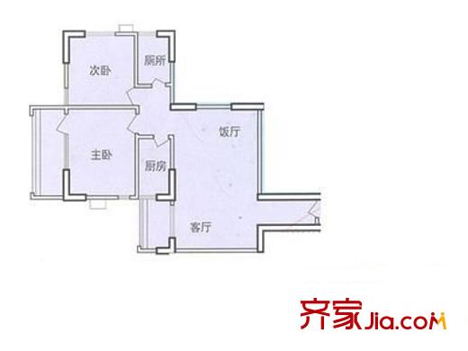 远东大厦户型图2室2厅户型图 2室2厅1卫1厨