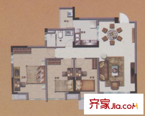 南沙碧桂园豪庭户型图A1A2栋奇数层05单元 3室2厅2卫1厨