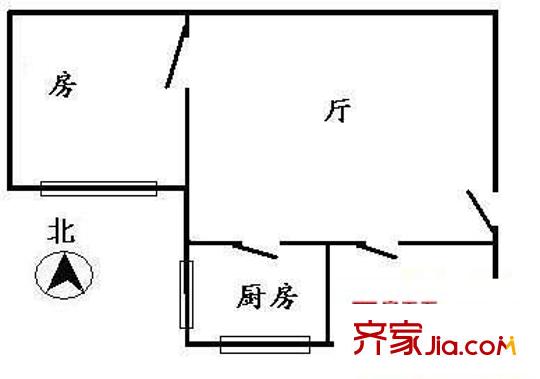 福金莲花园户型图1室1厅户型图 1室1厅1卫1厨