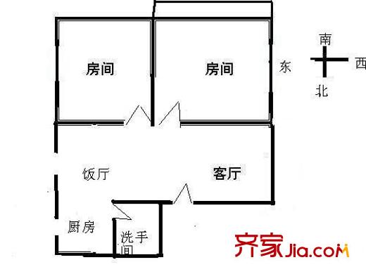 嘉怡花苑户型图2室2厅户型图 2室2厅1卫1厨