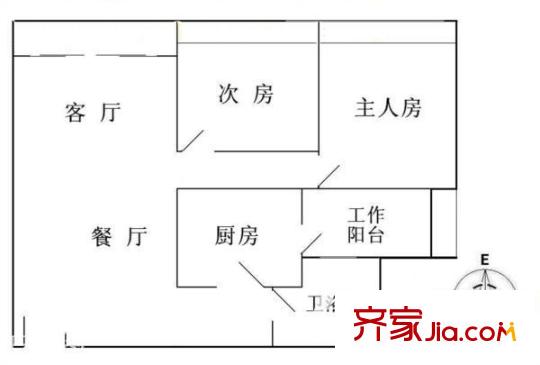 倾城时代户型图2室2厅户型图 2室2厅1卫1厨