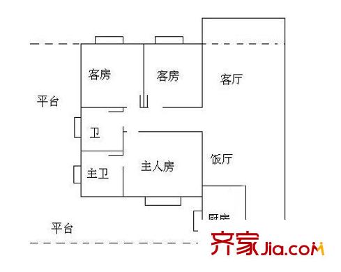 倾城时代户型图3室2厅户型图 3室2厅2卫1厨