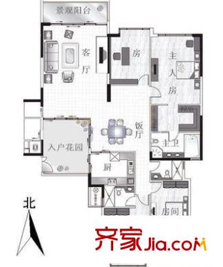 保利康桥户型图4室2厅户型图 4室2厅3卫1厨