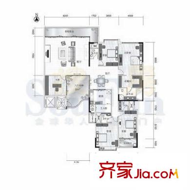 保利康桥户型图3室2厅户型图 5室2厅4卫1厨