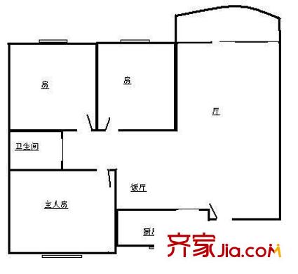 富力新村户型图3室2厅户型图 3室2厅1卫1厨