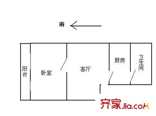 嘉仕花园上领户型图1室1厅户型图 1室1厅1卫1厨