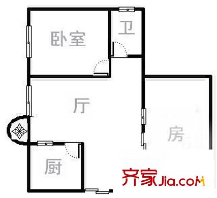 南天广场户型图2室1厅户型图 2室1厅1卫1厨