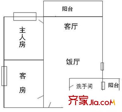 嘉鸿花园户型图2室2厅户型图 2室2厅1卫1厨